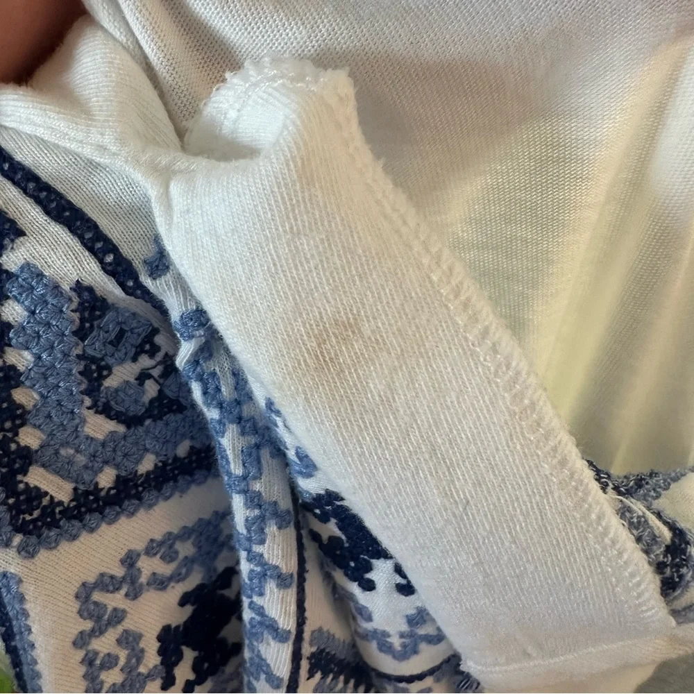 J. Jill White Embroidered Peasant Top Boho Tunic Tassel Detail Size L - Picture 12 of 12